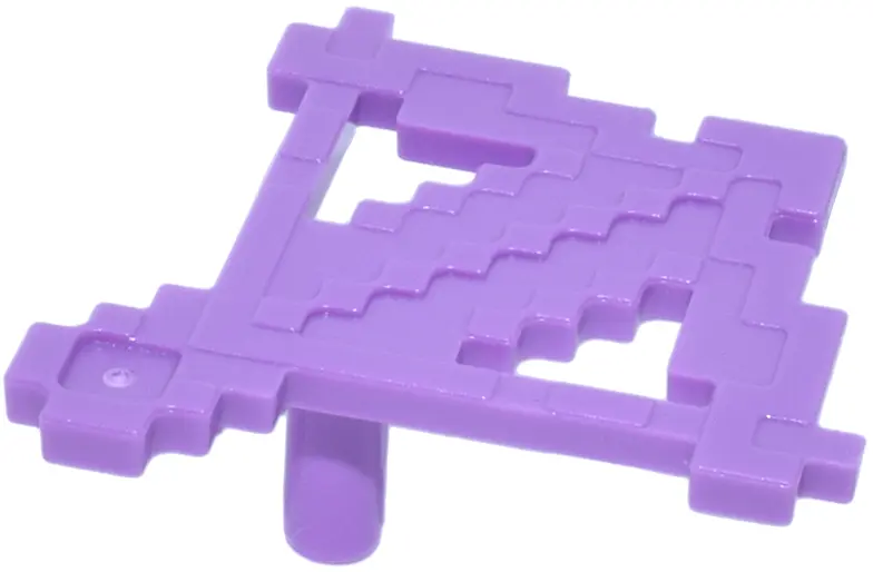Medium Lavender Minifigure, Weapon Crossbow with Arrow Pixelated (Minecraft)
