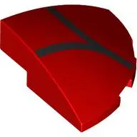 Red Slope, Curved 3 x 3 Corner Round with Black Lines / Spider Web Pattern