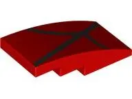 Red Slope, Curved 4 x 2 with Black Lines / Spider Web Pattern Model Left Side