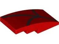 Red Slope, Curved 4 x 2 with Black Lines / Spider Web Pattern Model Right Side