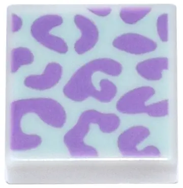 White Tile 1 x 1 with Medium Lavender Rosettes on Light Aqua Background Pattern