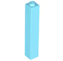 Medium Azure Brick 1 x 1 x 5 - Solid Stud