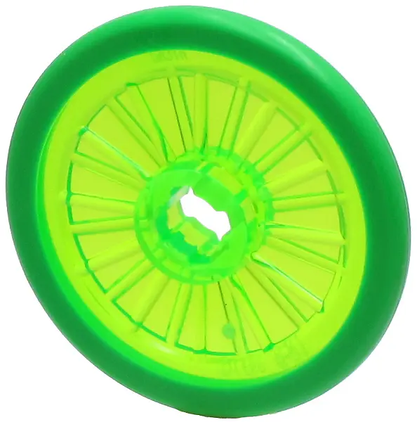 Trans-Bright Green Wheel Wheelchair with Molded Bright Green Hard Rubber Tire Pattern