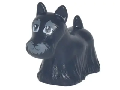 Black Dog, Terrier Scottish (Scottie) with Dark Bluish Gray Eyes, Eyebrows, and Muzzle Pattern