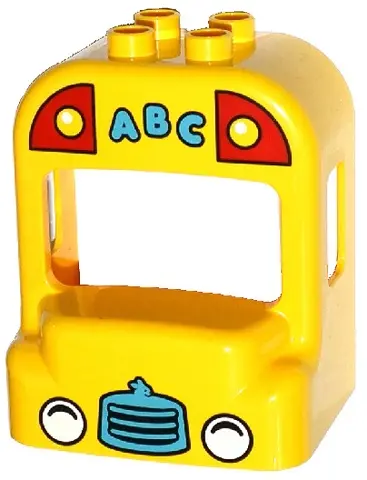 Yellow Duplo Cabin Bus with Headlights, Grille and 'ABC' Pattern