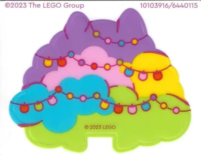 Plastic Bush / Tree with Medium Lavender, Bright Pink, Yellow, Medium Azure and Lime Clouds, Cat Ear