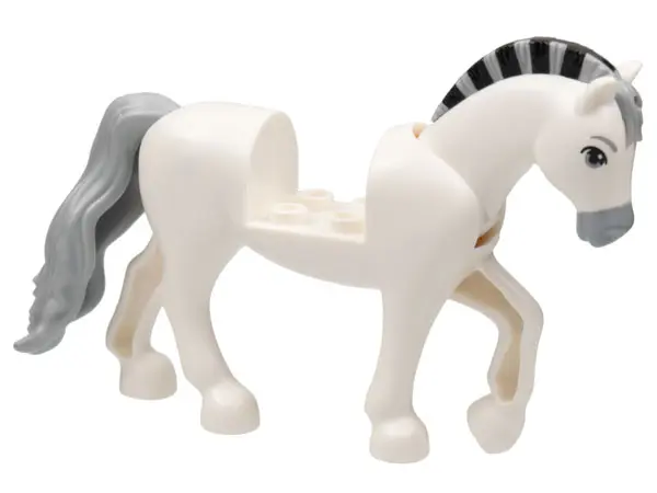White Horse, Friends Style with 2 x 2 Cutout and Movable Neck with Molded Light Bluish Gray Tail and