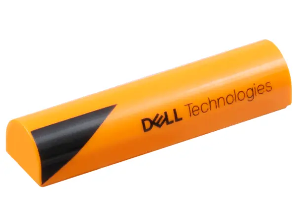 Orange Slope, Curved 1 x 4 x 2/3 Double with Black Triangle and 'DELL Technologies' Pattern Model Le