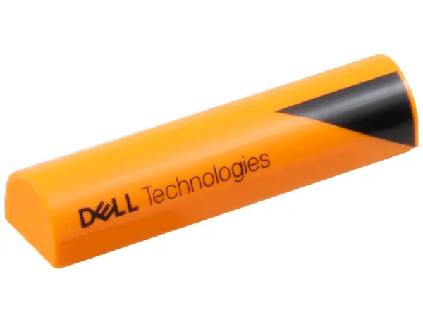 Orange Slope, Curved 1 x 4 x 2/3 Double with Black Triangle and 'DELL Technologies' Pattern Model Ri