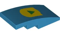 Dark Azure Slope, Curved 4 x 2 with Triangle on Yellow Background Pattern (BOOST Play Button)