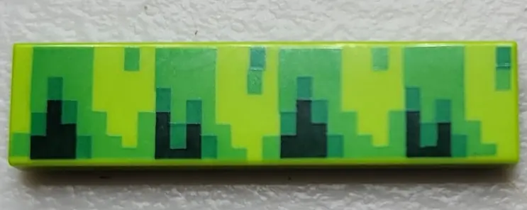 Lime Tile 1 x 4 with Pixelated Bright Green, Dark Green, and Green Pattern (Sonic Grass)