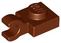 Reddish Brown Plate, Modified 1 x 1 with Open O Clip (Horizontal Grip)