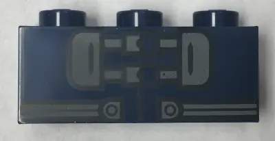 Dark Blue Brick 1 x 3 with Latches and Belt Pattern (Rocket)