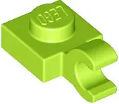 Lime Plate, Modified 1 x 1 with Open O Clip (Horizontal Grip)