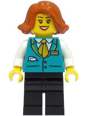 Bus Driver - Female, Dark Turquoise Vest, Black Legs, Dark Orange Hair