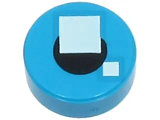 Dark Azure Tile, Round 1 x 1 with 2 White Squares on Small Black Circle Pattern (BrickHeadz Eye)