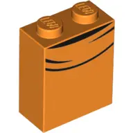 Orange Brick 1 x 2 x 2 with Inside Stud Holder with Curved Black Lines Pattern (BrickHeadz Goofy Tur