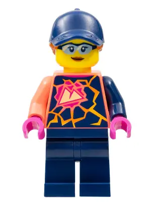 Stuntz Crew - Female, Coral Shirt with Sports Logo, Dark Blue Legs, Dark Blue Cap with Dark Orange P