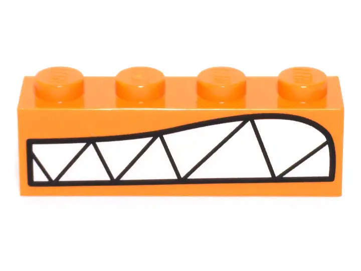 Orange Brick 1 x 4 with Bared Teeth Pattern (Queen Watevra Wa'Nabi Mouth)