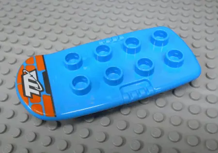 Dark Azure Duplo Utensil Blastboard / Hoverboard with White 'TTA' and Orange Rectangles Pattern