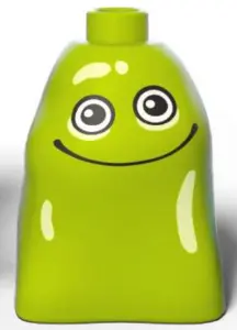Lime Duplo, Brick 2 x 2 x 2 Bag with Alien with Eyes, Smile, and Yellowish Green Spots Pattern (Mile