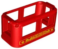 Red Duplo, Train Passenger Cabin 4 x 8 x 3 1/2 with Yellow Steam Train Pattern