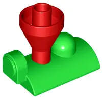 Bright Green Duplo, Train Steam Engine Top with Fixed Red Funnel