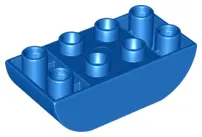 Blue Duplo, Brick 2 x 4 Slope Curved Inverted Double