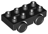 Black Duplo Car Base 2 x 4 with Black Wheels