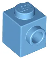 Medium Blue Brick, Modified 1 x 1 with Stud on Side