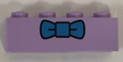Lavender Brick 1 x 4 with Dark Azure Bow Tie Pattern (Krusty the Clown)