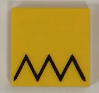 Yellow Tile 2 x 2 with Black Zigzag (Homer Simpson's Hair) Pattern