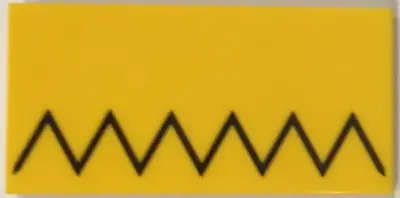 Yellow Tile 2 x 4 with Black Zigzag (Homer Simpson's Hair) Pattern