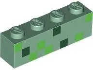 Sand Green Brick 1 x 4 with Bright Green and Dark Green Squares Pattern (BrickHeadz Alex Abdomen)
