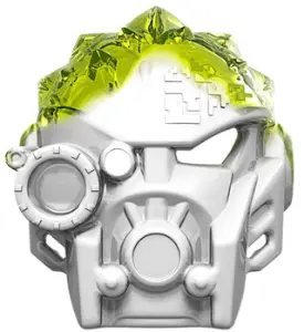 White Bionicle Mask of Ice (Unity) with Marbled Trans-Neon Green Pattern