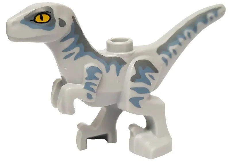 Light Bluish Gray Dinosaur Raptor / Velociraptor Baby with Dark Bluish Gray and Sand Blue Markings P