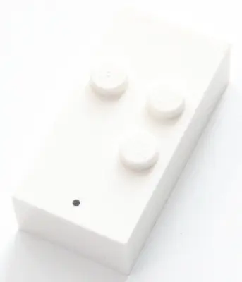 White Brick, Braille 2 x 4 with 3 Studs with Black Period (.) Pattern (dots-256 ⠲)