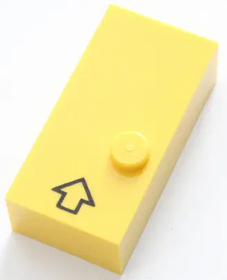 Yellow Brick, Braille 2 x 4 with 1 Stud with Black Arrow / Capital Prefix Pattern (dots-6 ⠠) (Englis