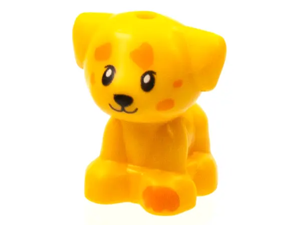 Bright Light Orange Dog, Friends Style, Puppy, Standing, Small with Orange Paw and Spots Pattern