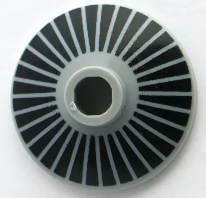 Light Bluish Gray Dish 2 x 2 Inverted (Radar) with Hubcap with Black Stripes Pattern