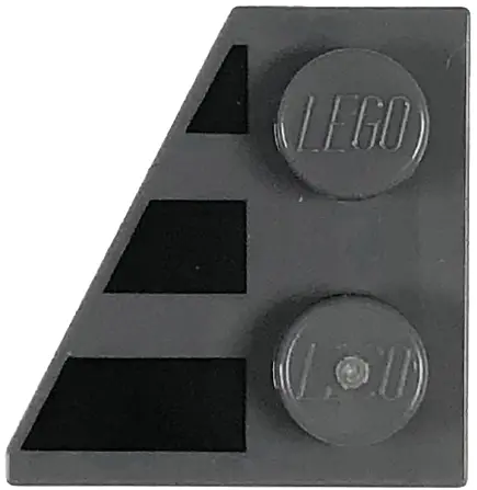 Dark Bluish Gray Wedge, Plate 2 x 2 Left with 3 Black Stripes Pattern