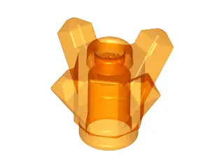 Trans-Orange Rock 1 x 1 Crystal 4 Point (Brick, Round 1 x 1 with 4 Upward Fins / Points)