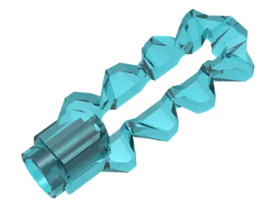 Trans-Light Blue Minifigure, Weapon Sword, Double Blade Serrated with Bar Holder