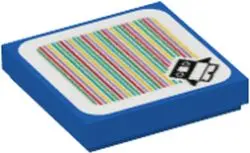 Blue Tile 2 x 2 with Super Mario Scanner Code Baby Penguin Pattern (Sticker) - Sets 71402 / 71417 / 
