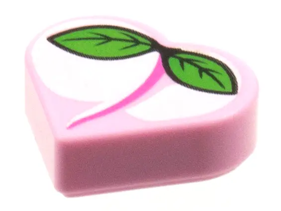 Bright Pink Tile, Round 1 x 1 Heart with Peach Pattern