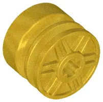 Metallic Gold Wheel 18mm D. x 14mm with Axle Hole, Fake Bolts and Shallow Spokes