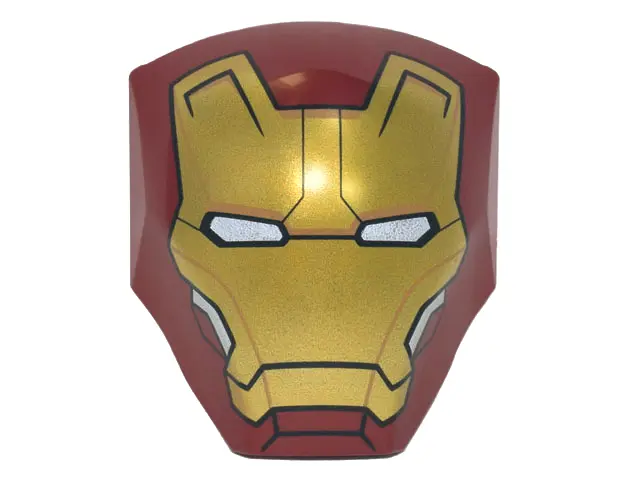 Dark Red Large Figure Armor, Smooth with 2 x 2 Round Brick Attachment with Gold Face Shield, White E