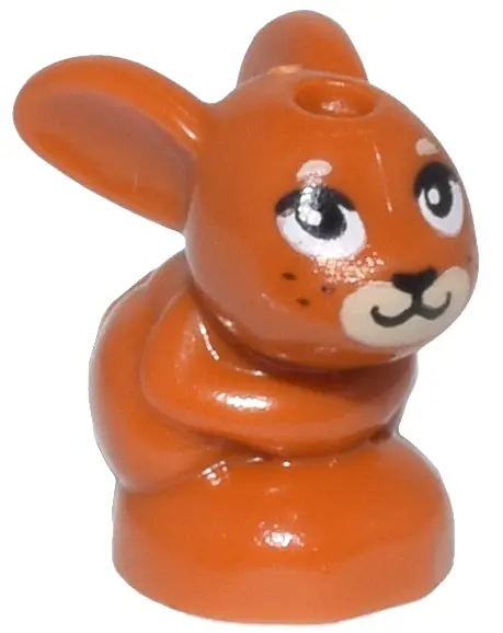 Dark Orange Bunny / Rabbit, Friends Style, Baby, Sitting with Black Eyes, Nose, and Whiskers and Tan
