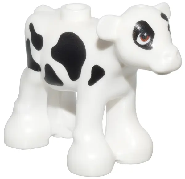 White Cow, Friends Style, Baby Calf with Reddish Brown Eyes and Black Spots Pattern