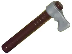 Dark Brown Minifigure, Weapon Tomahawk with Molded Flexible Rubber Flat Silver Blade Pattern